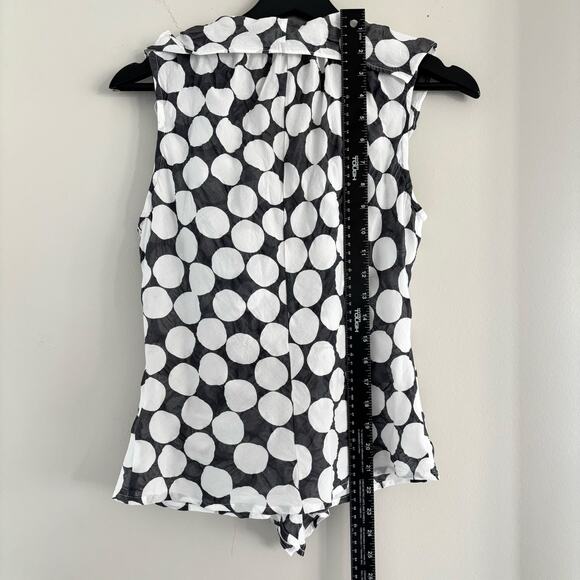 FARINAZ TAGHAVI Women Size 4 White Dressy Tank Top Ruffle Sleeveless Blouse - Picture 4 of 5